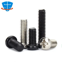 M1 M1.2 M1.6 M2 M3 M4 Button Round Pan Head Phillips Machine Screw SSD Electronic Repair Screw Accessorie Black Silver Screws