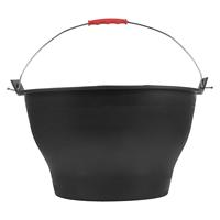 Construction Site Bucket 30cm Opening 17cm Bottom 17.5cm Height Portable Handle Storage Cement Mixing Rubber Bucket