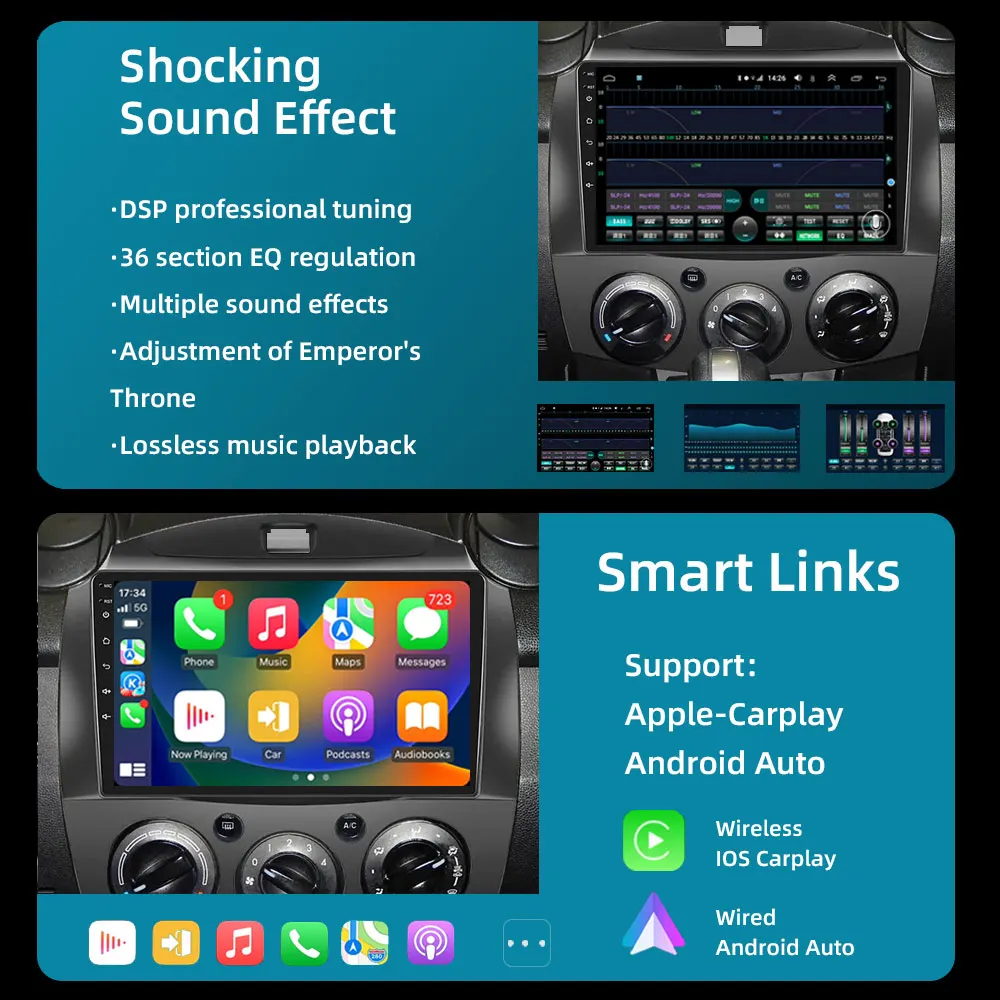 Car Android 11 Radio Multimedia Player For MAZDA 2 Mazda2 2007 2008 2009 2010 2011 2012 2013 2014 GPS Navi 2din 2 din Autoradio