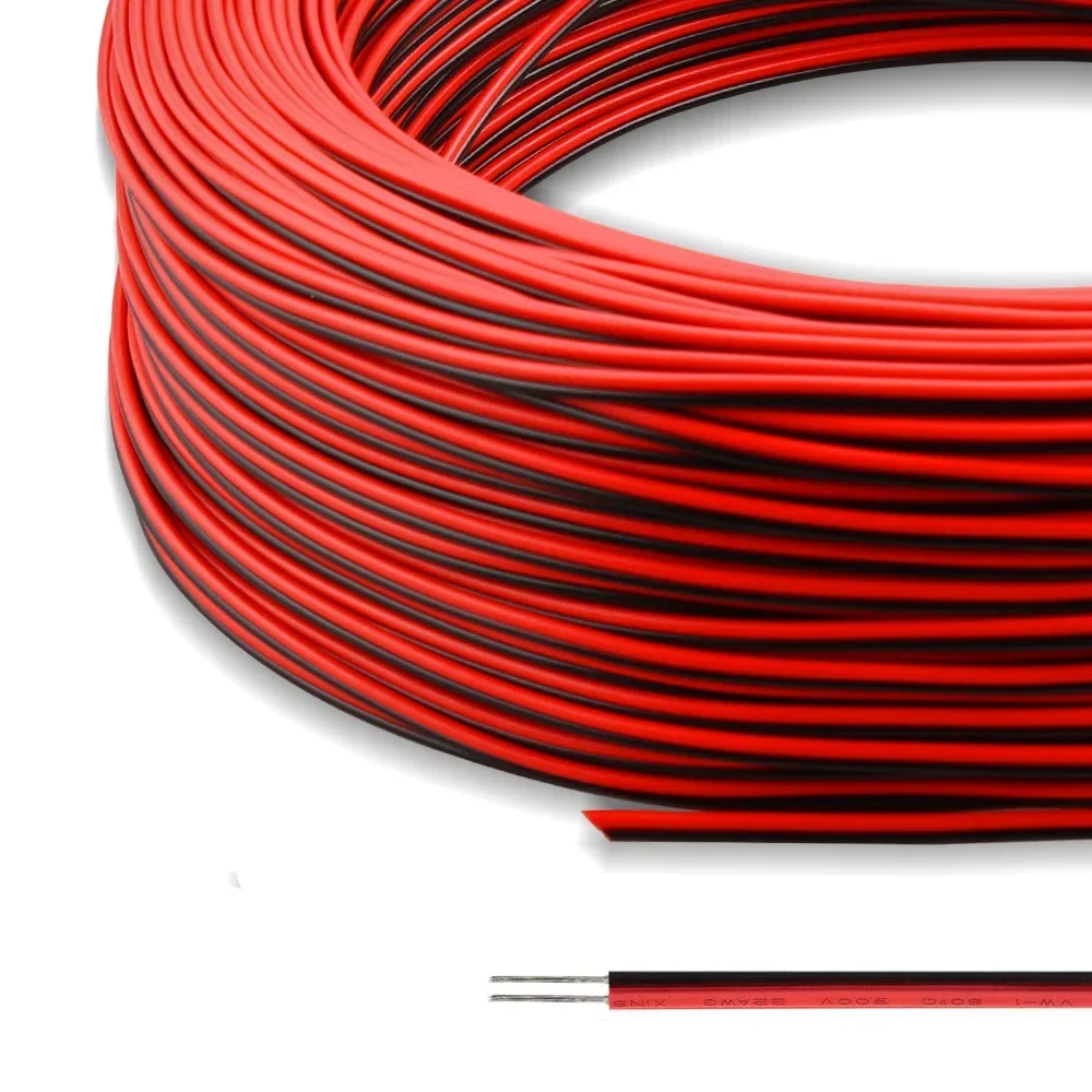 5M 10M 20M 2PIN Electrical Wire Tinned Copper PVC Insulated Red Black Extension Cable for Single Color LED Strip Lights 22AWG image 3