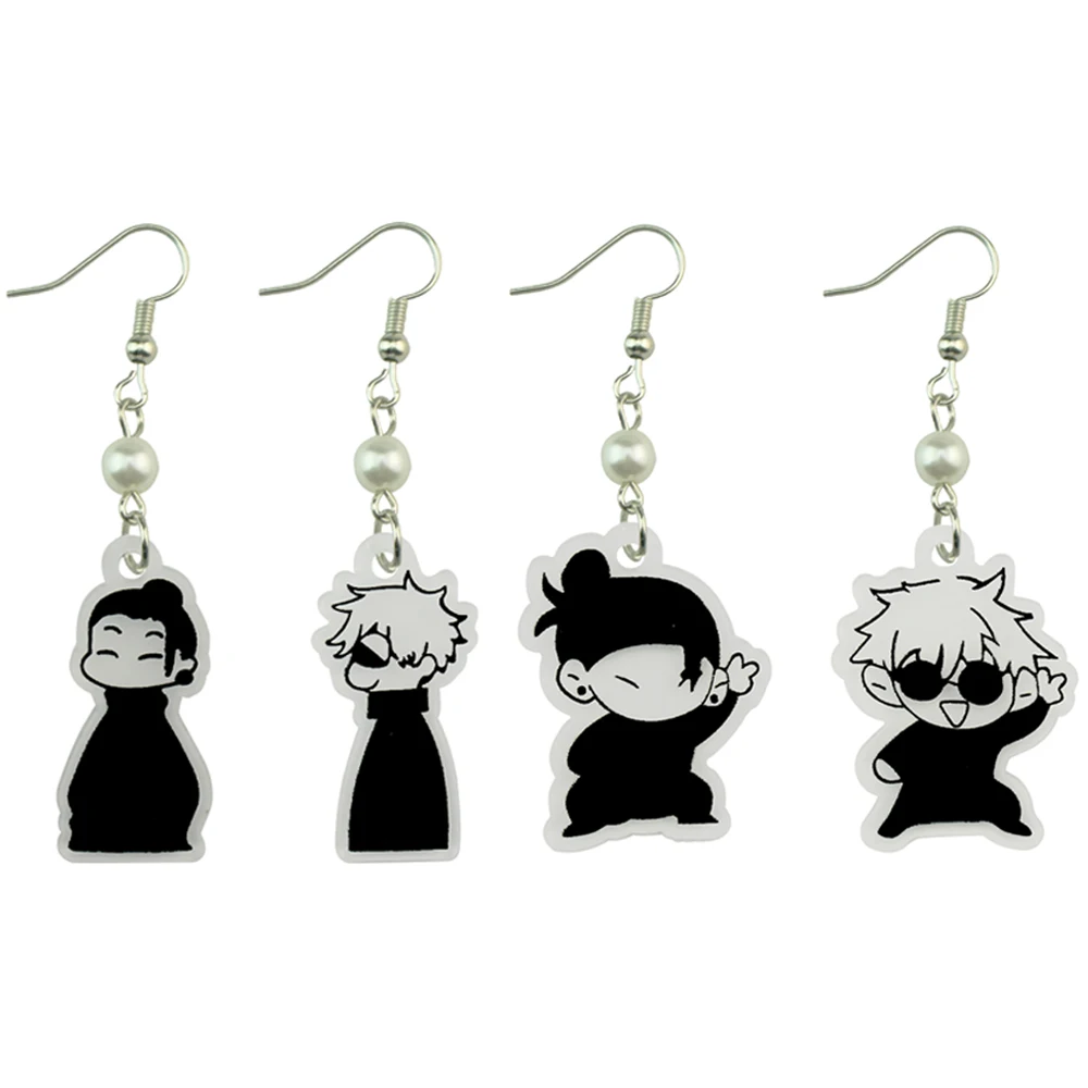 Anime Gojo Satoru Geto Suguru Acrylic Pendant Earrings Board Funny Kawaii Cute Earhook Gift for Fans Girls