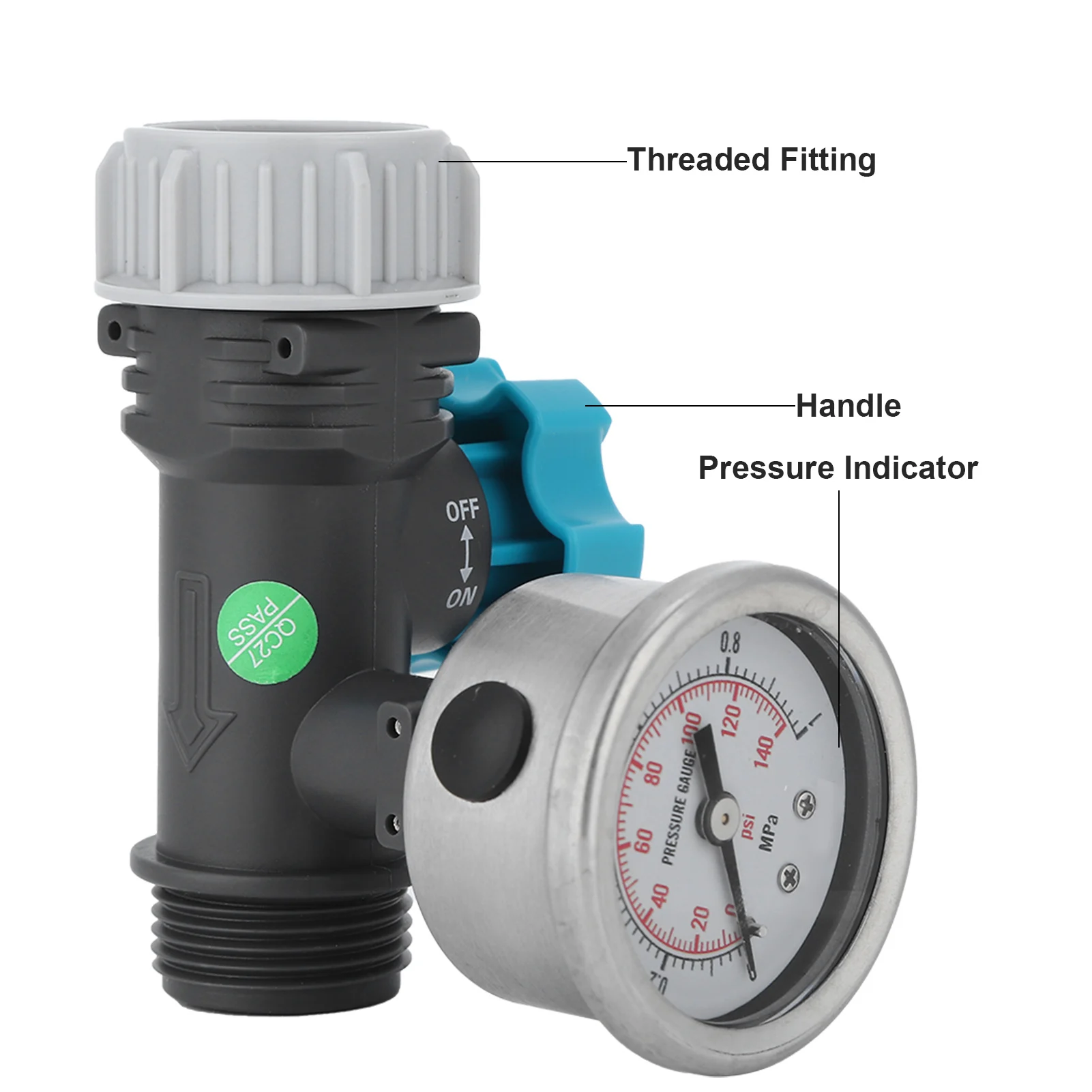 

E2 G3/4in Adjustable Water Pressure Regulator Valve with Pressure Gauge Greenhouse Garden Irrigation Controller Regulating Valve