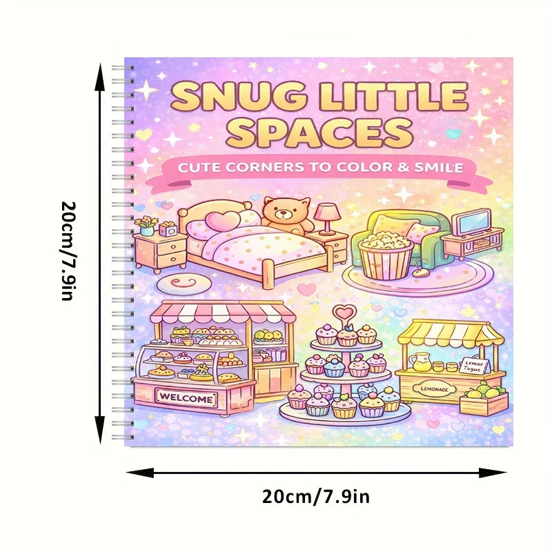 Coloring Book Little Spaces for Adult Colouring Book, Birthday Day Gift, Back to School Supplies, Adults Cute Drawing Book view 2