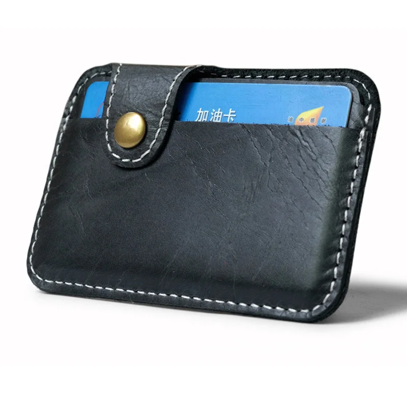 Mini billetera de cuero Retro para tarjetas de crédito, billetera inteligente práctica para hombre y mujer, tarjetero para efectivo, tarjetero