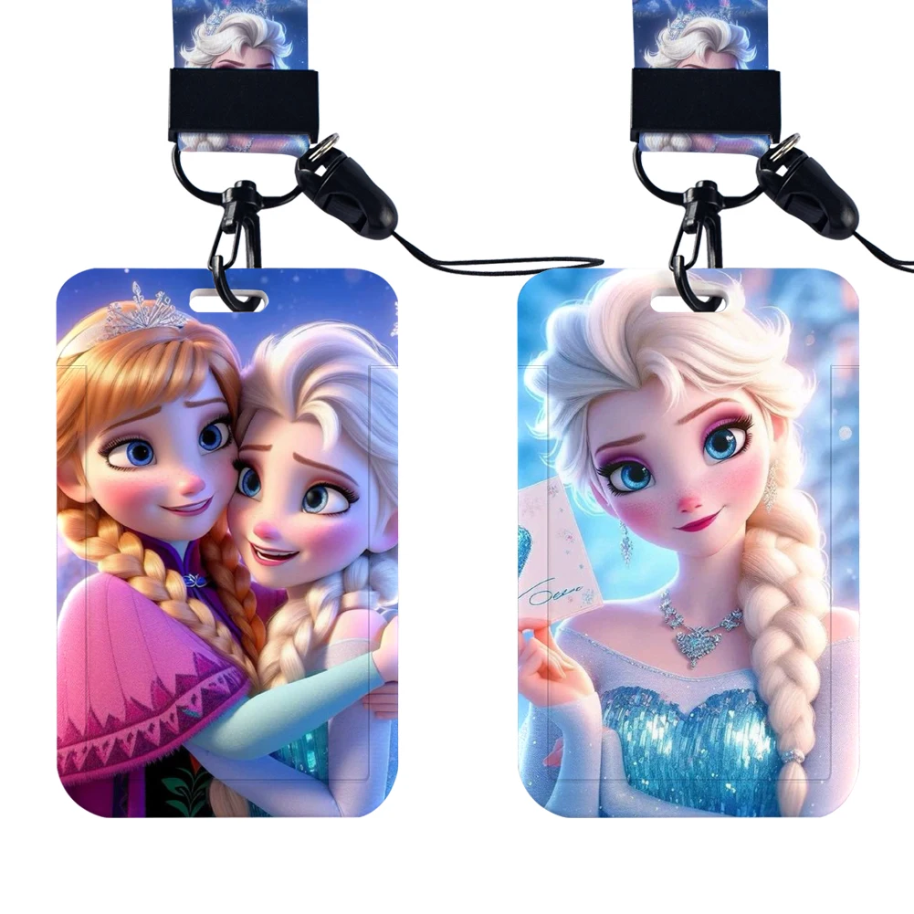 

Pretty Frozen Princess Student Card Holder Keychain Cartoon Bus Card Holder Campus Card Work ID Holder Factory Hard Meal Card Su