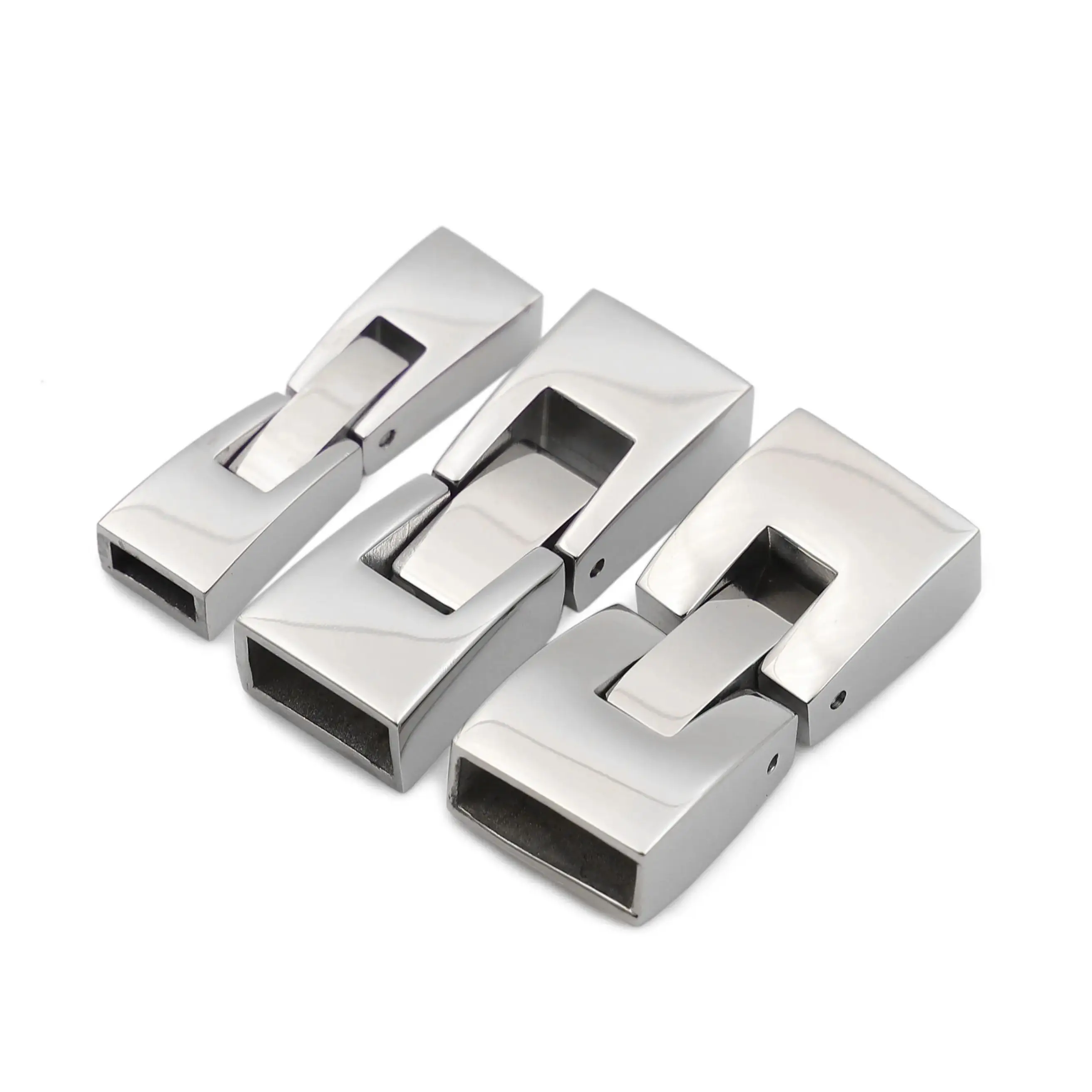 CTBX025 High Polish Hook Clasp Jewelry Connector Stainless Steel Bracelets Clasp  Flat Clasps for Making Jewelry Finding