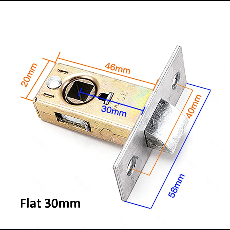 35mm-70mm Flat Tongue Lock Mortice Tubular Latch Stainess Steel Internal Door Bolt Facility Sprung Catch for Bathroom Toilet