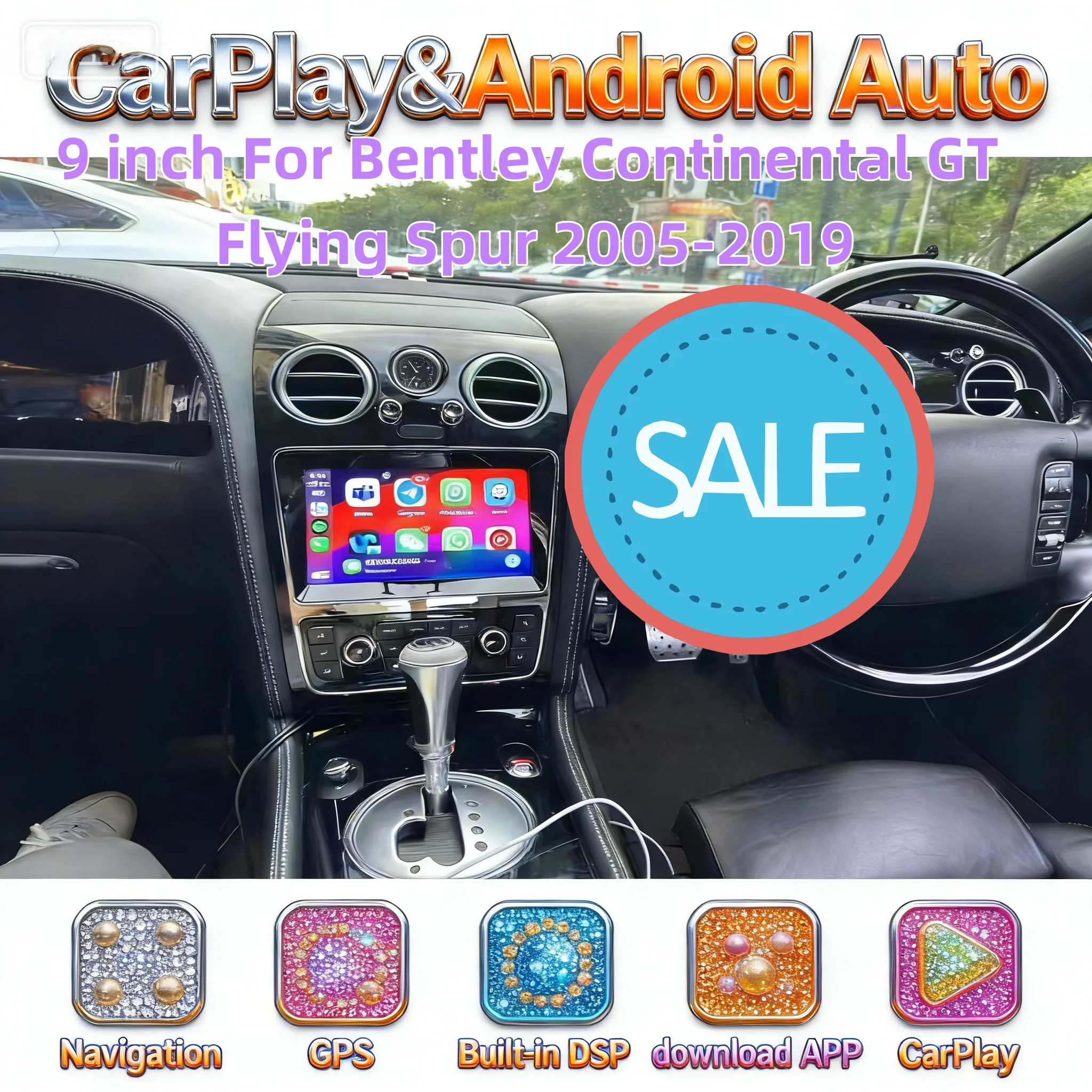 9 inch Multimedia  Android Player For Bentley Continental GT Flying Spur 2005-2019 Radio CarPlay Stereo Receiver Auto 4G