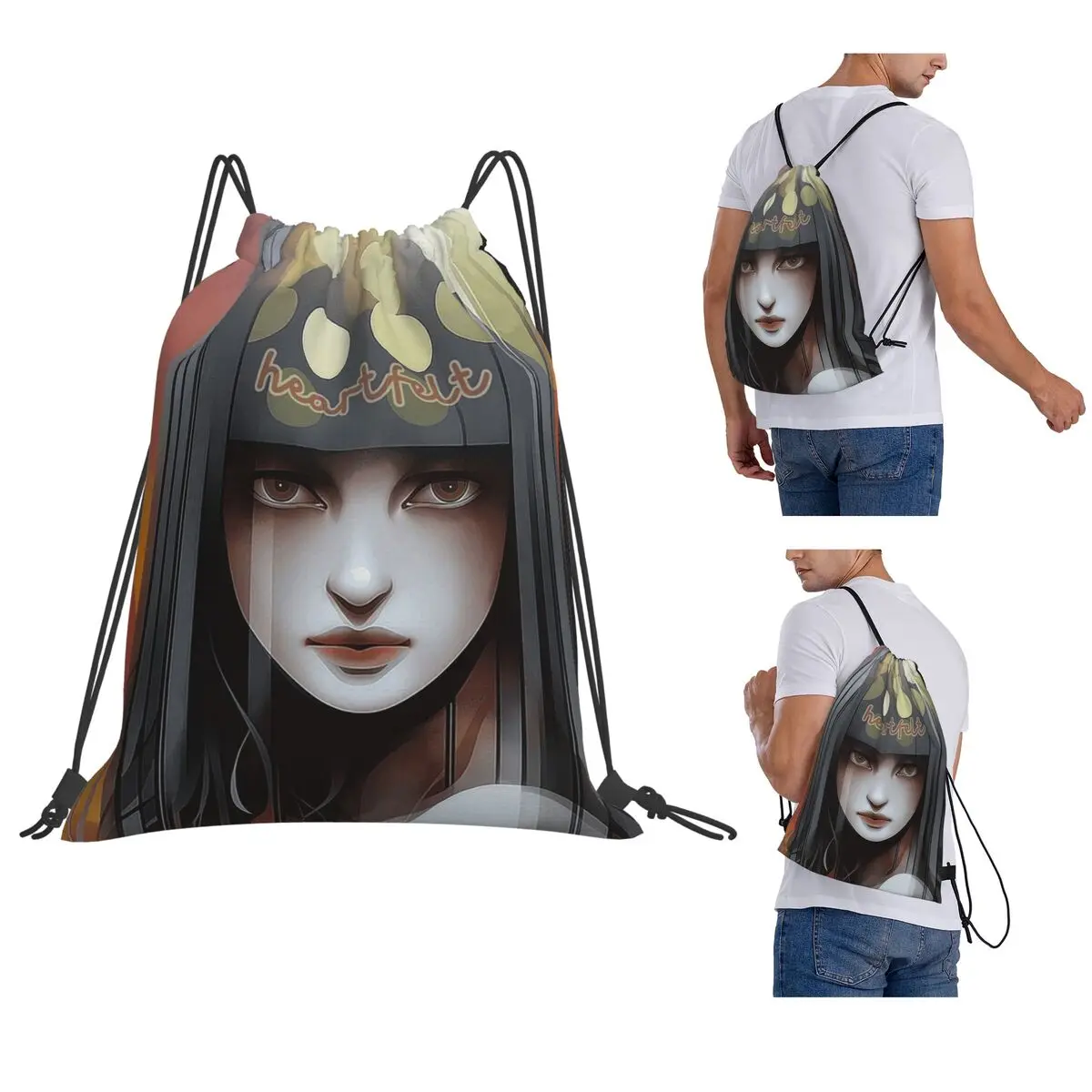 Heartfelt. Emotional Girl Graphic Design Backpacks Multi-function Drawstring Bundle Pocket Sports Bag Book Bags for Travel