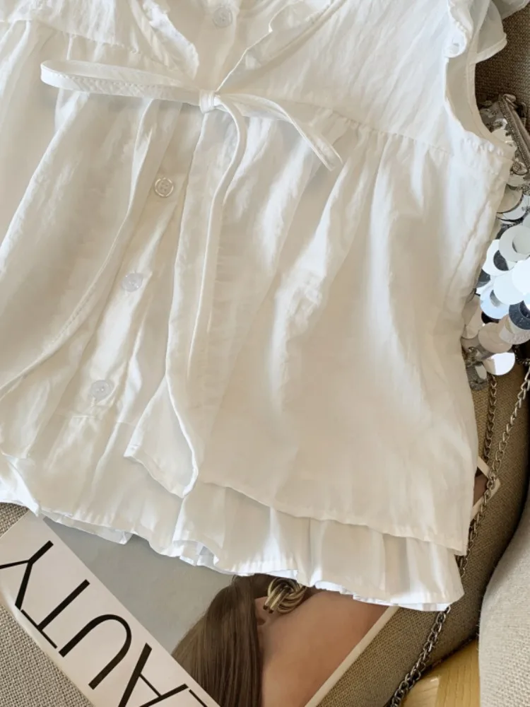 Korean Sle Plaid Svel Dr irt for Women Summer Fre Looking Fake Two-Piece Bow-Tied Doll Top Loose Fit Thin Mate...