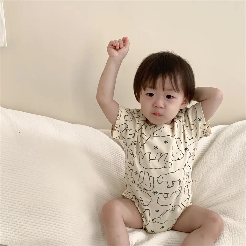 

Baby Clothing Summer Wear Korean Style New Fashionable Printed Onesie Baby Casual Simple Soft Comfortable Baby Romper