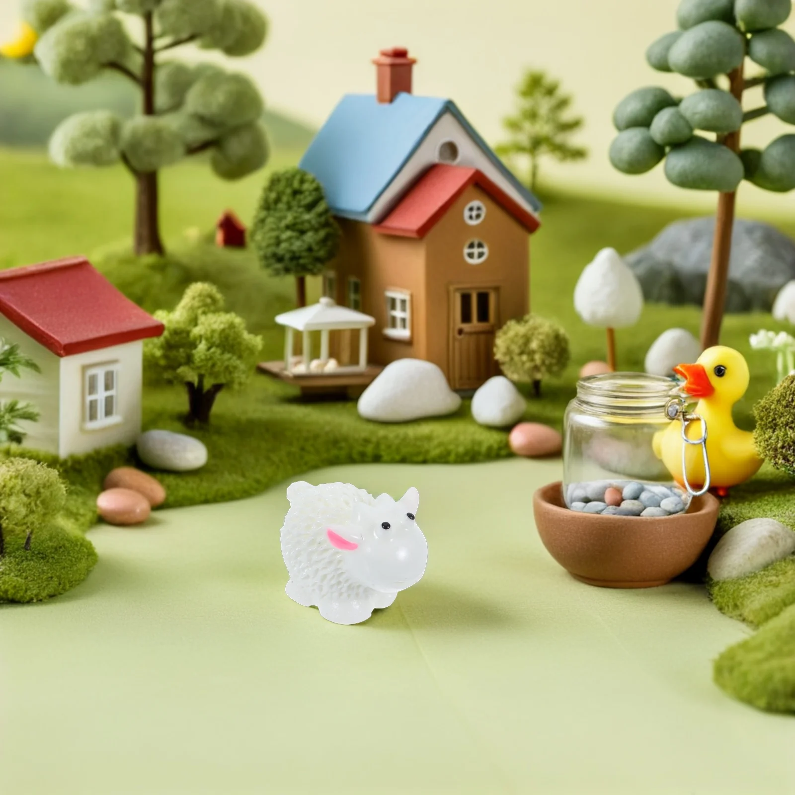 

10 Pcs Mini Sheep Ornaments Little Resin Decor Lamb Statue Cute Figurine Animal