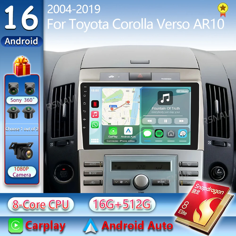 

Android 16 For Toyota Corolla Verso AR10 2004-2009 2K QLED Android Car Radio Multimedia Video Player GPS Stereo CarPlay