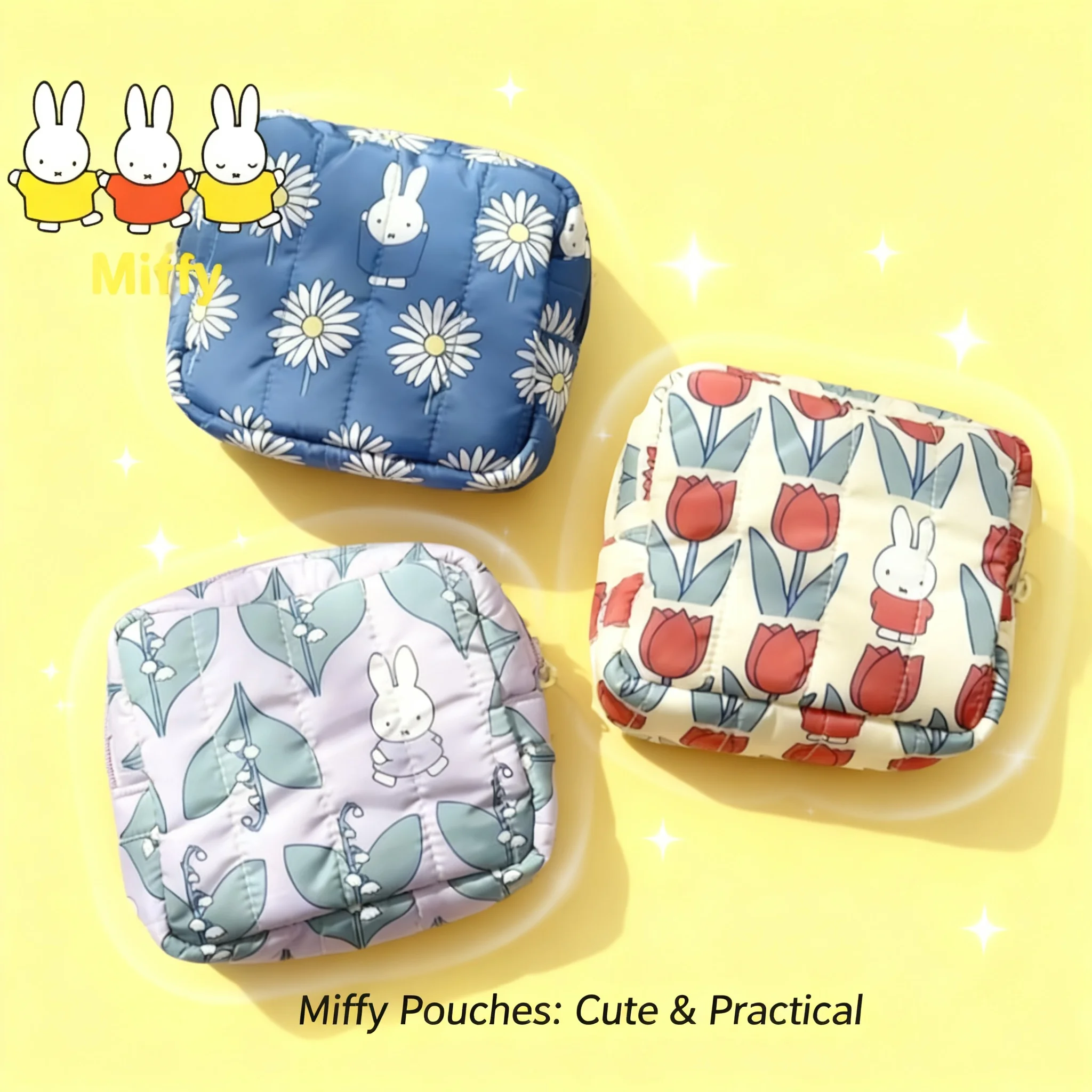 Japanese Lifestyle Goods - กระเป๋าเครื่องสำอางทรงสี่เหลี่ยมลายการ์ตูนกระต่ายมิฟฟี่สไตล์ญี่ปุ่นน่ารัก สำหรับเด็กผู้หญิงและผู้หญิง พกพาสะดวก