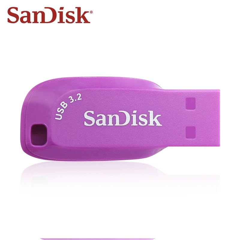 Флэш-накопитель SanDisk USB3.2 Gen1 Read до 100 Мбит/с, 128 ГБ, 64 ГБ, 32 ГБ, флэш-накопитель CZ410 Mini Udisk, фиолетовый, оригинальный флэш-накопитель