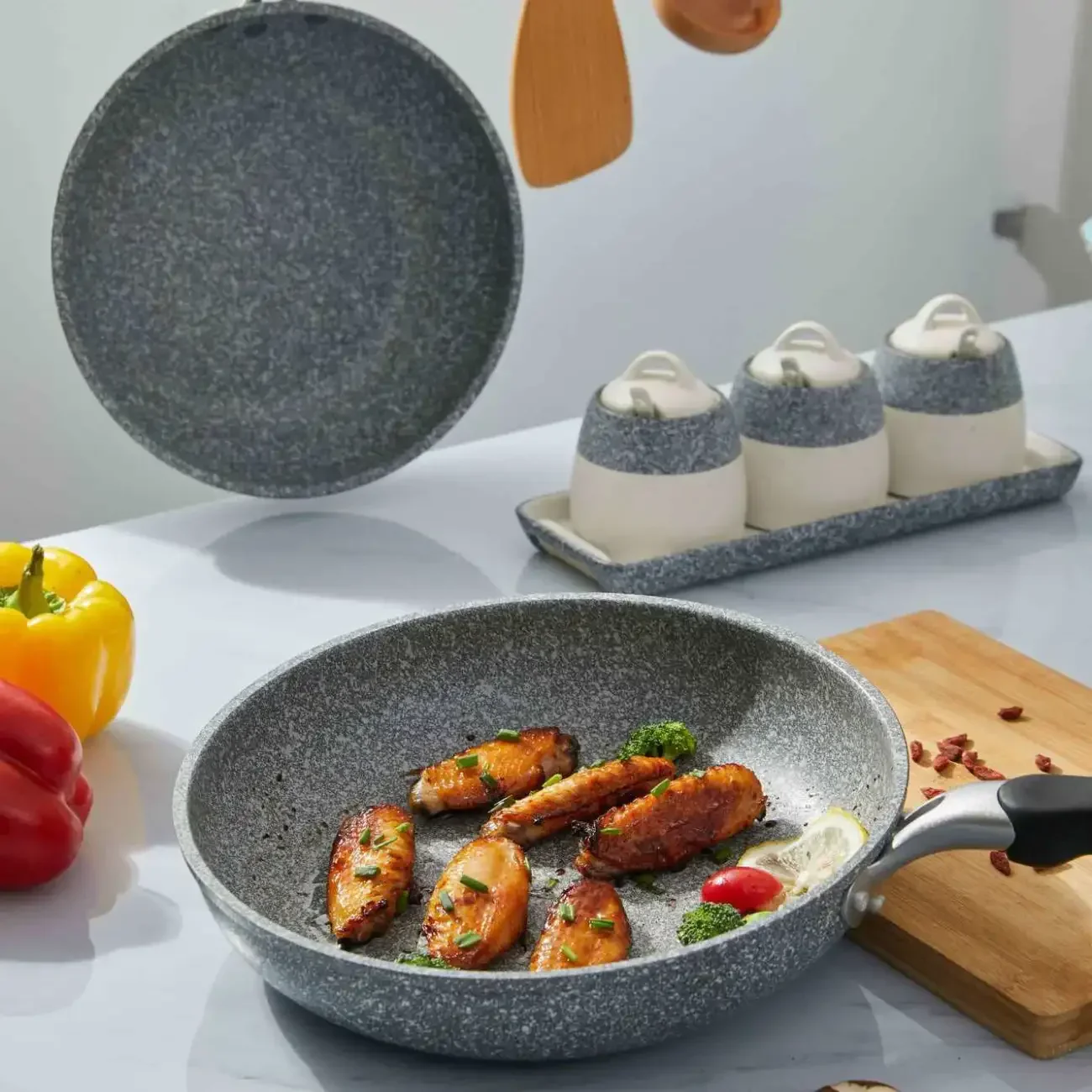 Medical Stone Frying Pan Wok Pan Non-stick Skillet Cauldron Induction Cooker Frying Pans Pancake  Egg  Gas Stove Home