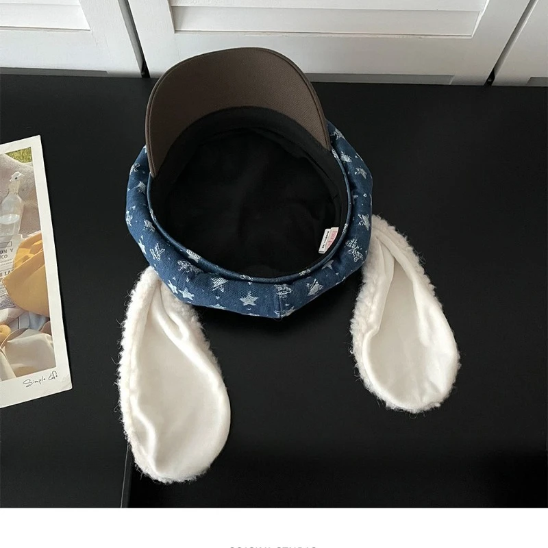 Niedliche, mit Sternen bestickte, achteckige Newsboy-Mütze mit Hasenohren, koreanischer Herbst- und Winter-Vielseitigkeits-Süß-Kunst-Malerhut für Damen – Detail 5