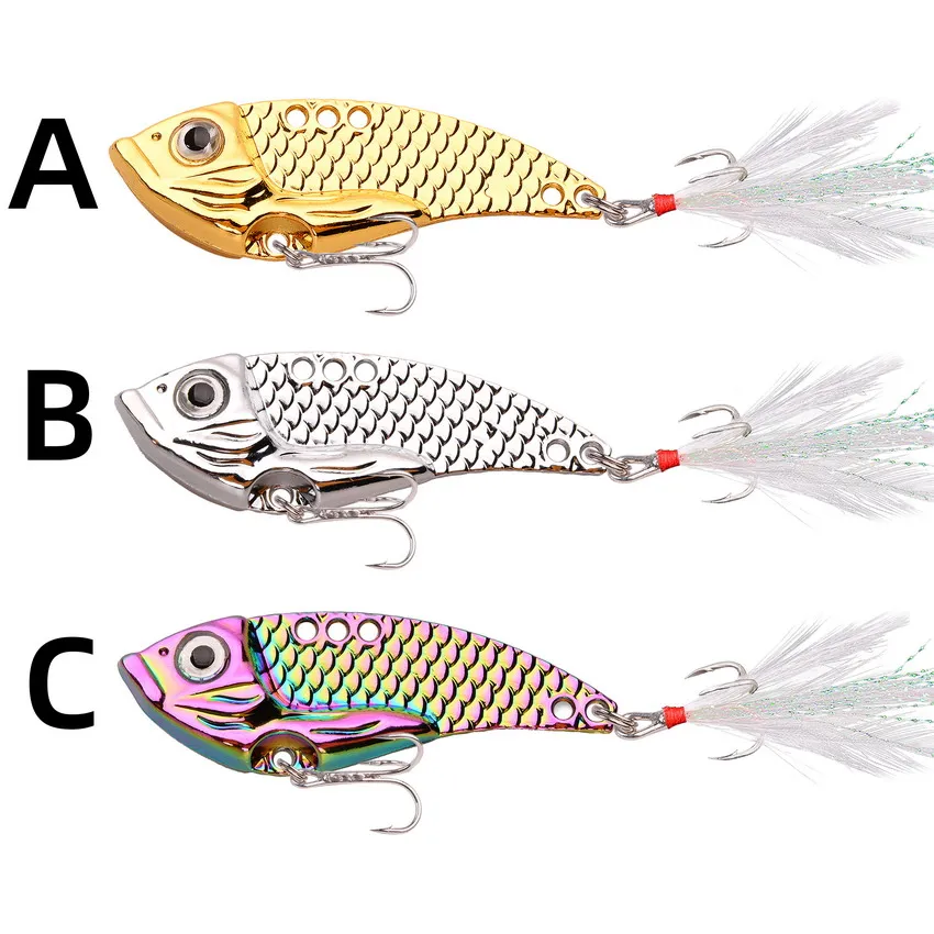 Colorful Metal VIB Hard Fishing Lure 5g 7g 10g 15g Bass Crankbait Fishing Spinner Blade for Bass Carp Pesca Lures Bait 3 Colors