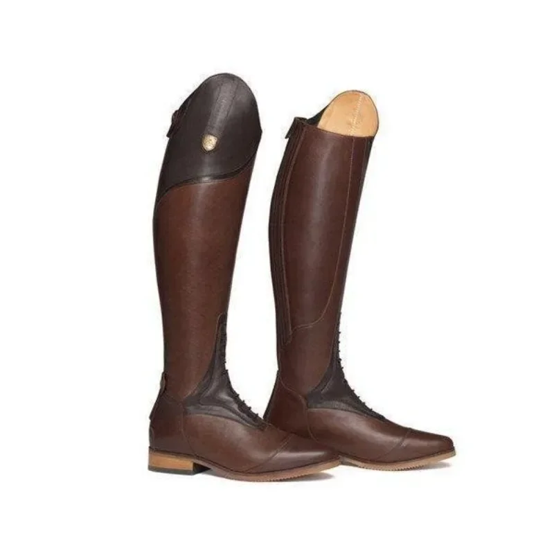 Leather Knight Boots Winter Knee Heel Plus Size Outdoor Riding