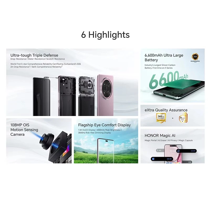 HONOR X9c 5G الإصدار العالمي 6.78 بوصة 120 هرتز AMOLED عرض 108MP OIS كاميرا 6600 مللي أمبير بطارية Snapdragon 6 Gen 1Dual SIM NFC