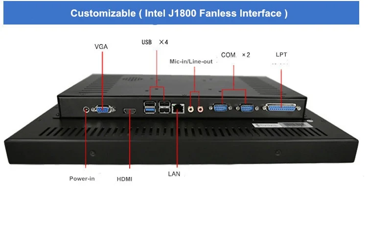 Embdded Ip65 15 بوصة مقاوم شاشة تعمل باللمس الكمبيوتر البحرية الصناعية لينكس الكل في واحد لوحة الكمبيوتر