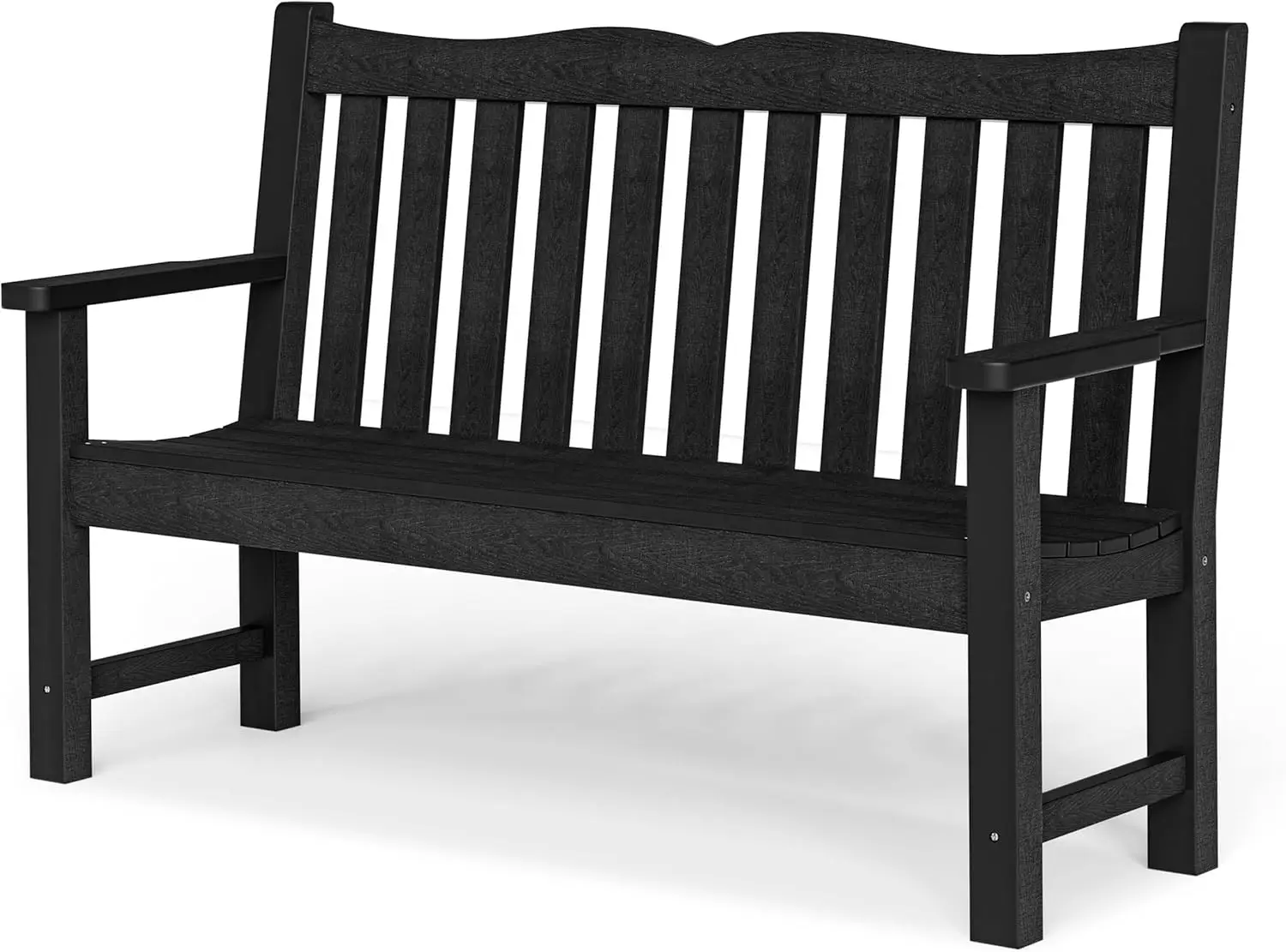 Outdoor Bench 2 People Outdoor Garden Bench All-weather HIPS Garden Bench 800 Lb Weight Never Rots or Fades Black