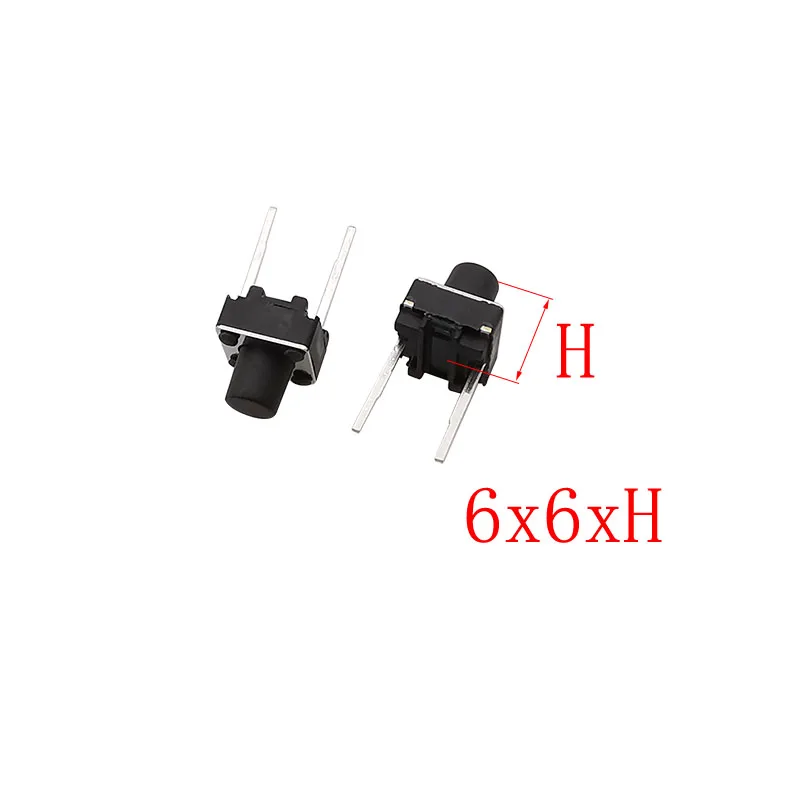 200Pcs/Box Micro Tactile Switch 6x6mm 2 Pin Tactile Tact Push Button Momentary Switch 6x6x4.3mm/5/6/7/8/9/10/11/12/13mm