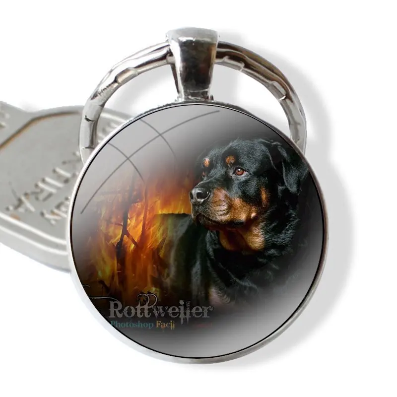 glass cabochon keychain Car key chain Charms keychains Gifts Rottweiler Dog Accessories Phone Cases Covers