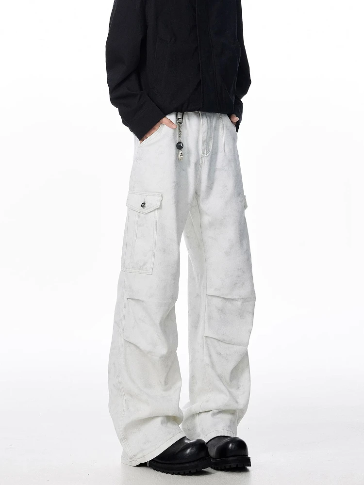 

Американские окрашенные рабочие брюки десантника, мужские летние модные свободные брюки с мраморным узором, широкие повседневные брюки Haome