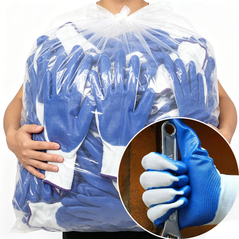 1/12pair Working Gloves Premiu - Nitrile Mechanic Glove recension och pris