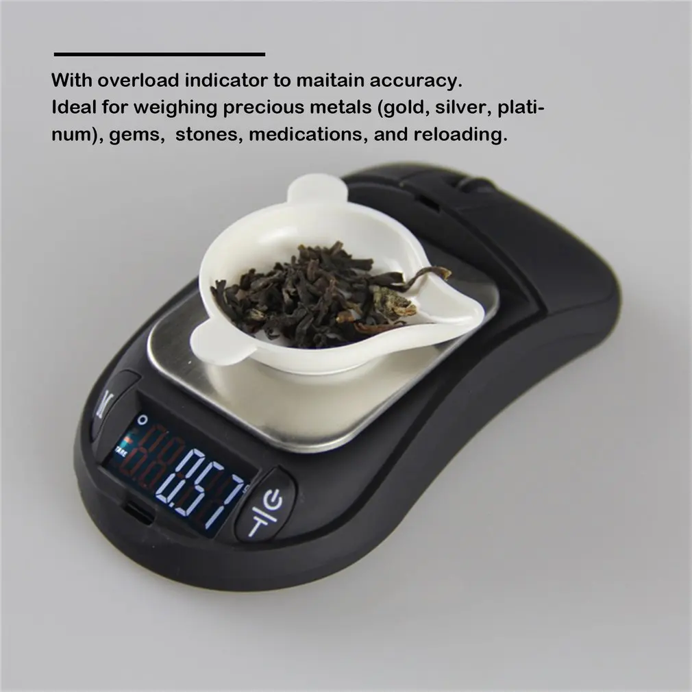 2024 1 pc 100g x 0.01g Mini Digital Pocket Scale Portable Precision Scales Digital LCD Mouse Jewelry Scale g/oz/ct/gn 4 Units