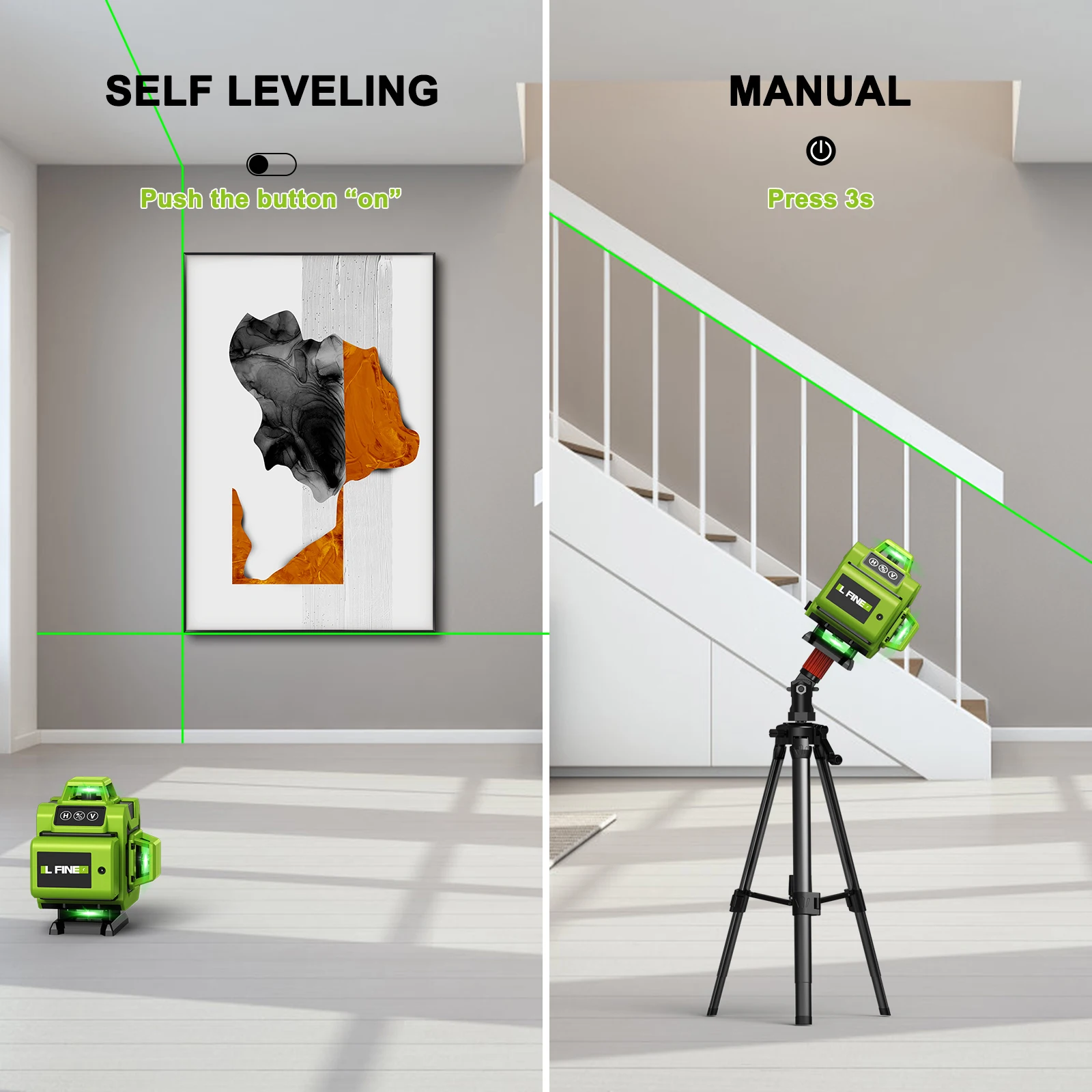 LFINE Professional 4D 16 Lines Green Lines Automatic 360 Self-Leveling Laser level With Rechargeable Battery Nivel Laser Tools