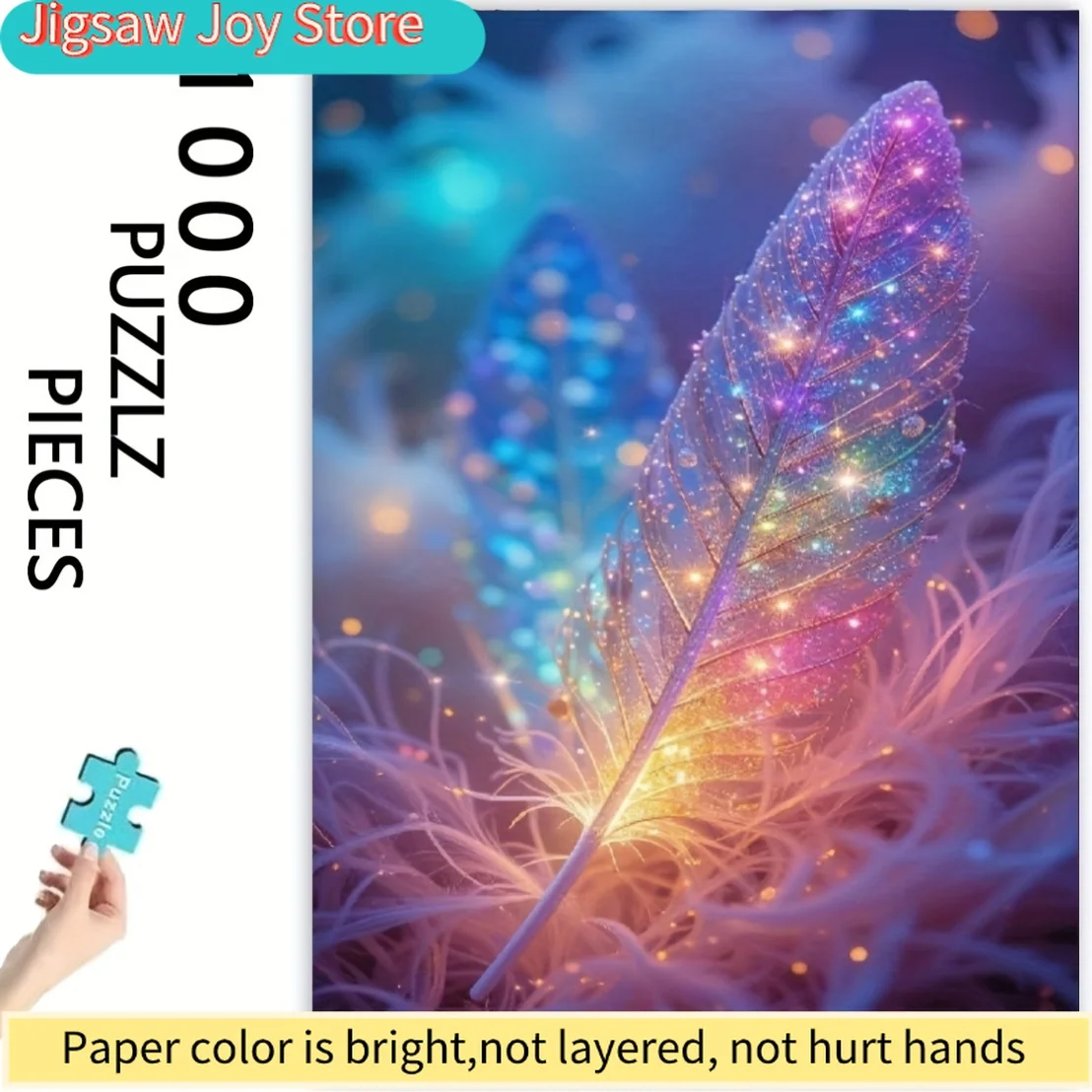 

1000pcs Glow-in-the-Dark Puzzle with UV Glow Feathers & Starry Night Design - Thickened Edges Jigsaw for Adults, Teens, Partie