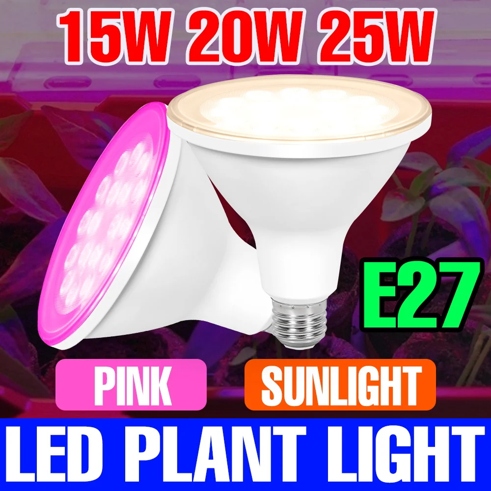

25W E27/E26 LED Full Spectrum Plant Grow Light Bulb Indoor Hydroponics Cultivation Lamp For Growth Box Potted Flowers AC100-277V