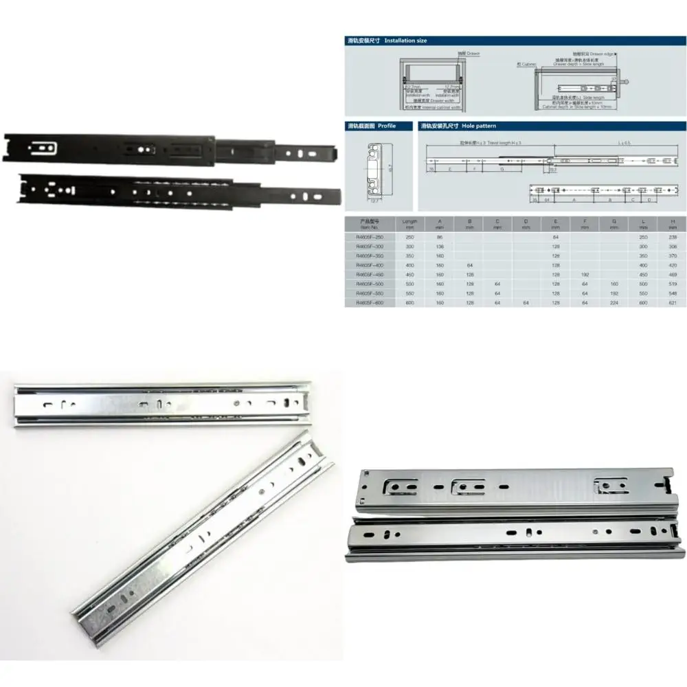 

Выдвижные направляющие для выдвижных ящиков с шарикоподшипниками, емкостью 100 фунтов, 20 черных, 5 пар, прочное оборудование для плавной работы