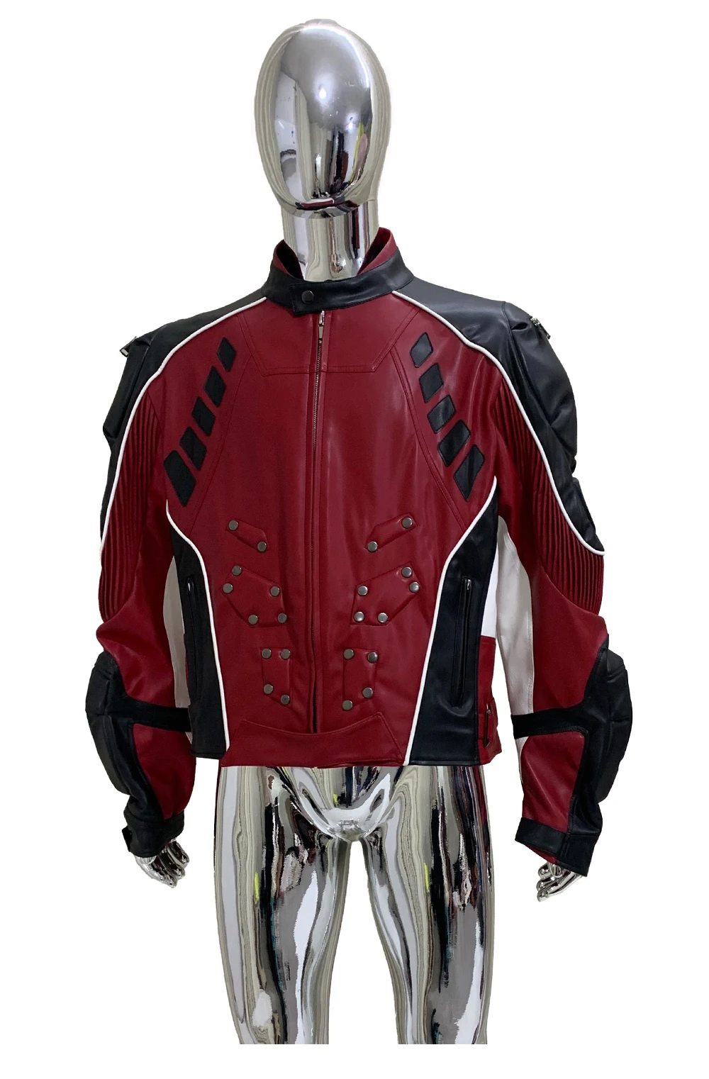 2025 Men's Autumn New High-End PU Leather Jackets Contrast Color Splicing Padded Shoulder Men's Motorcycle Leather Jacket Coats