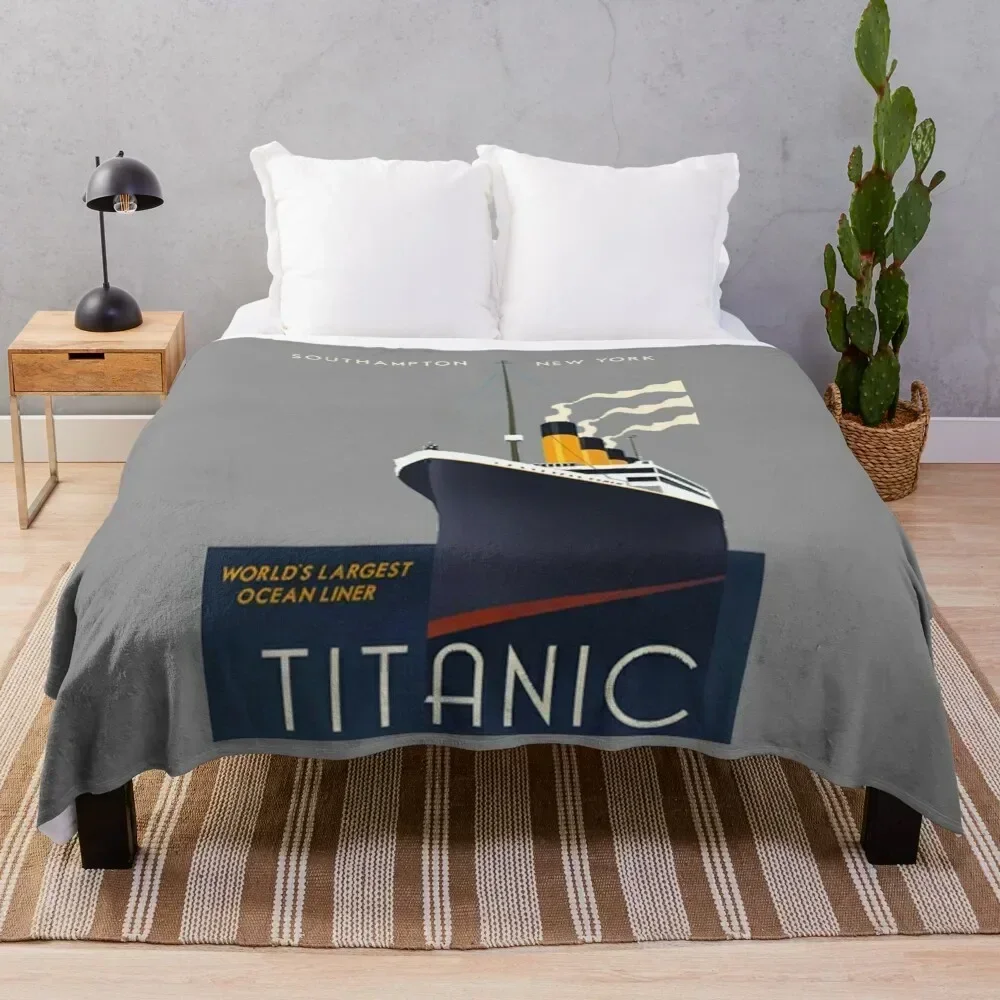 

Titanic Sinking Vintage Poster Cruise Ship Atlantic Ocean Voyage Throw Blanket