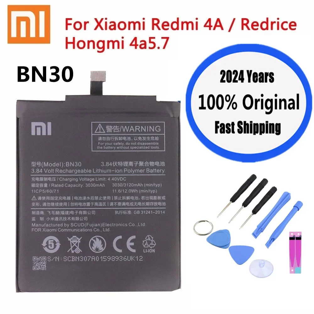 

2024 Years New BN30 Original Phone Battery For Xiaomi Redmi 4A Redrice Hongmi 4A High Quality Replacement Battery Bateria