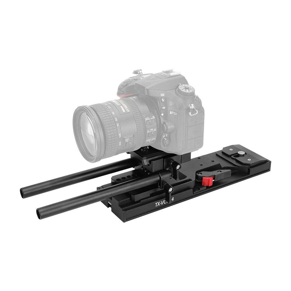 SZRIG VCT-14 Video Camcorder Camera V-Mount QR Durable Plate With Manfrotto Baseplate 15mm LWS Dual Rod Support System