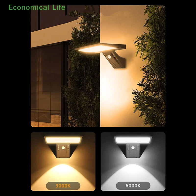 For Porch Yard Garden Solar OutdoorLights Motion Sensor With Control 90LED 3 Color 4Modes Security Flood Waterproof Light