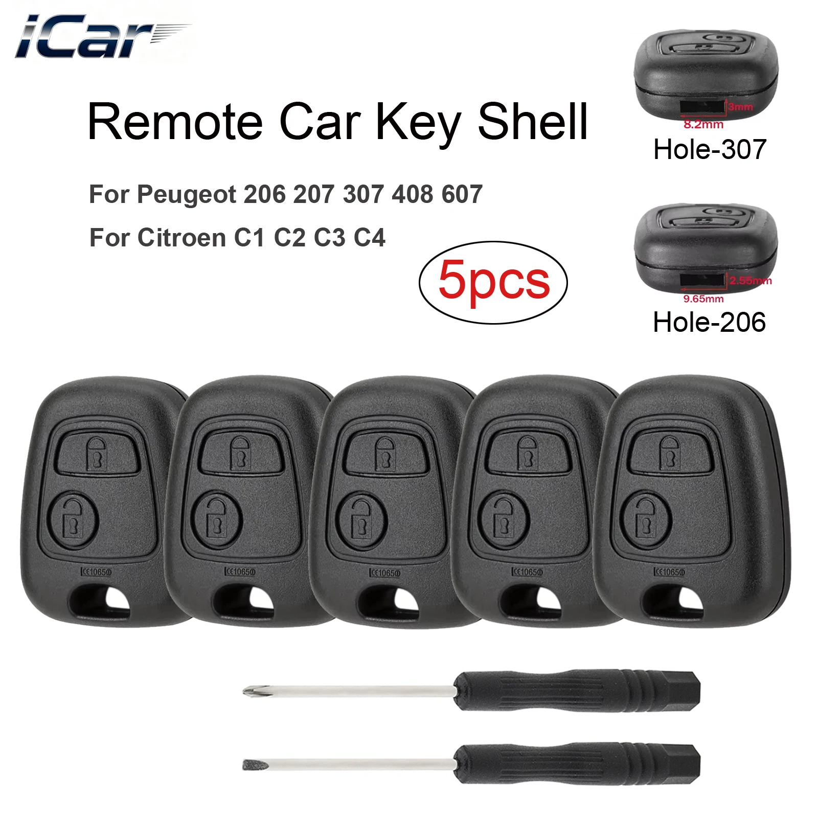 

5 шт., 2 кнопки для Peugeot 106 206 306 307 107 207 408, чехол для автомобильного брелока для Citroen C1 C2 C3 C4 Saxo Picasso Xsara Picasso