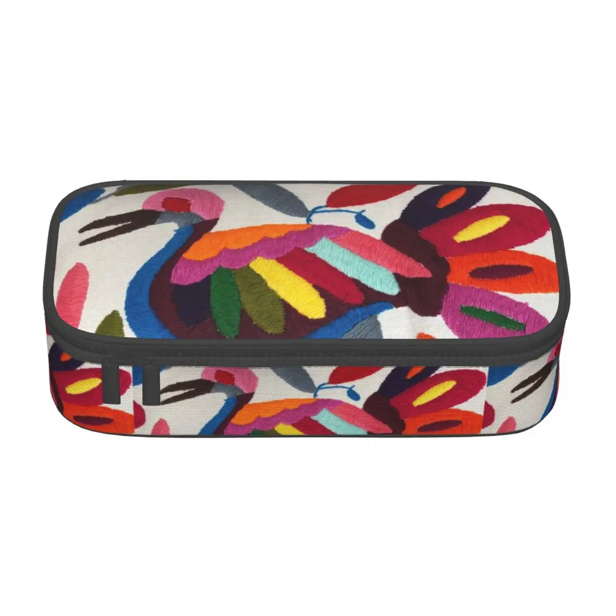 Customized Kawaii Mexican Otomi Embroidery Pencil Cases for Large Capacity Traditional Floral Textile Pencil Box Stationery