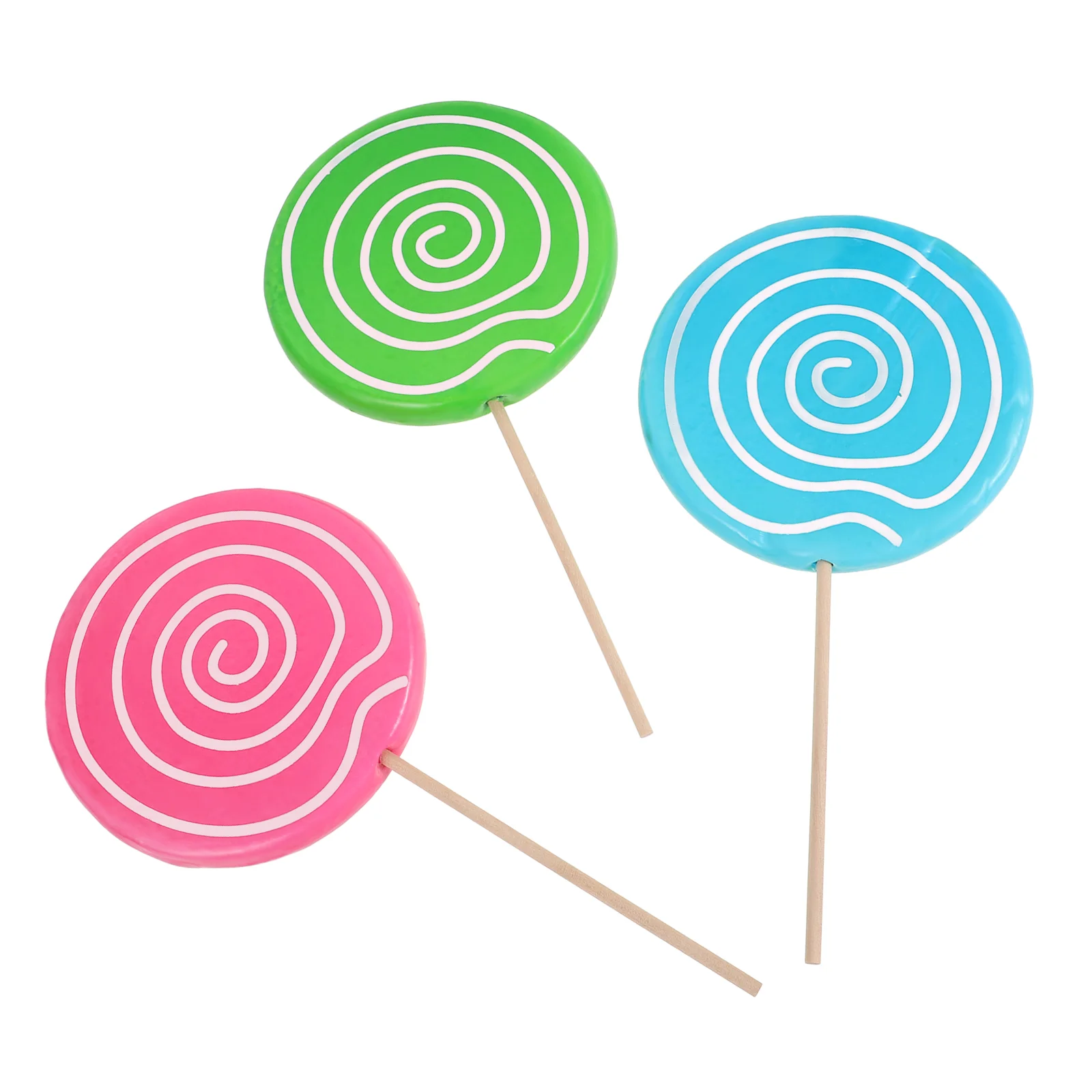 3 Pcs Lollipop Model Props Fake Decoration Decorative Photography Giant Candy Wedding Wood Child Candies