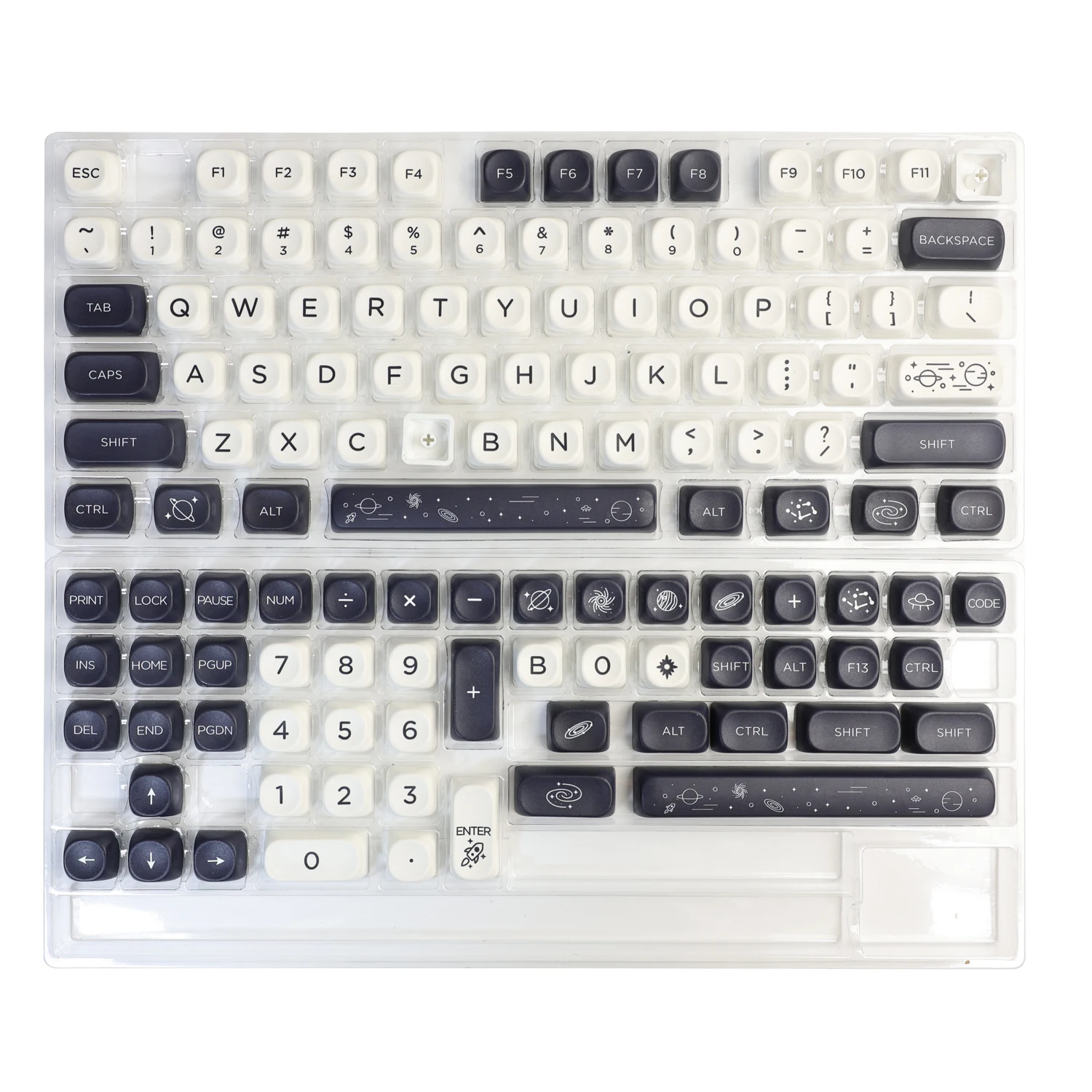 

Space Keycaps Set Black White MOA Key Caps Customized Personalized Replacement for Mechanical Keyboard for Gaming Office Work