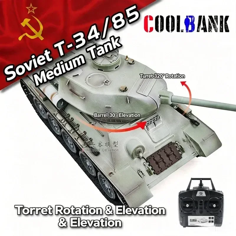 Henglong Soviet T34-85 3909 Snow‑White 1/16 Remote Control Metal Tracked Tank 7.0 Version Infrared Battle Electric RC Model Toy view 5