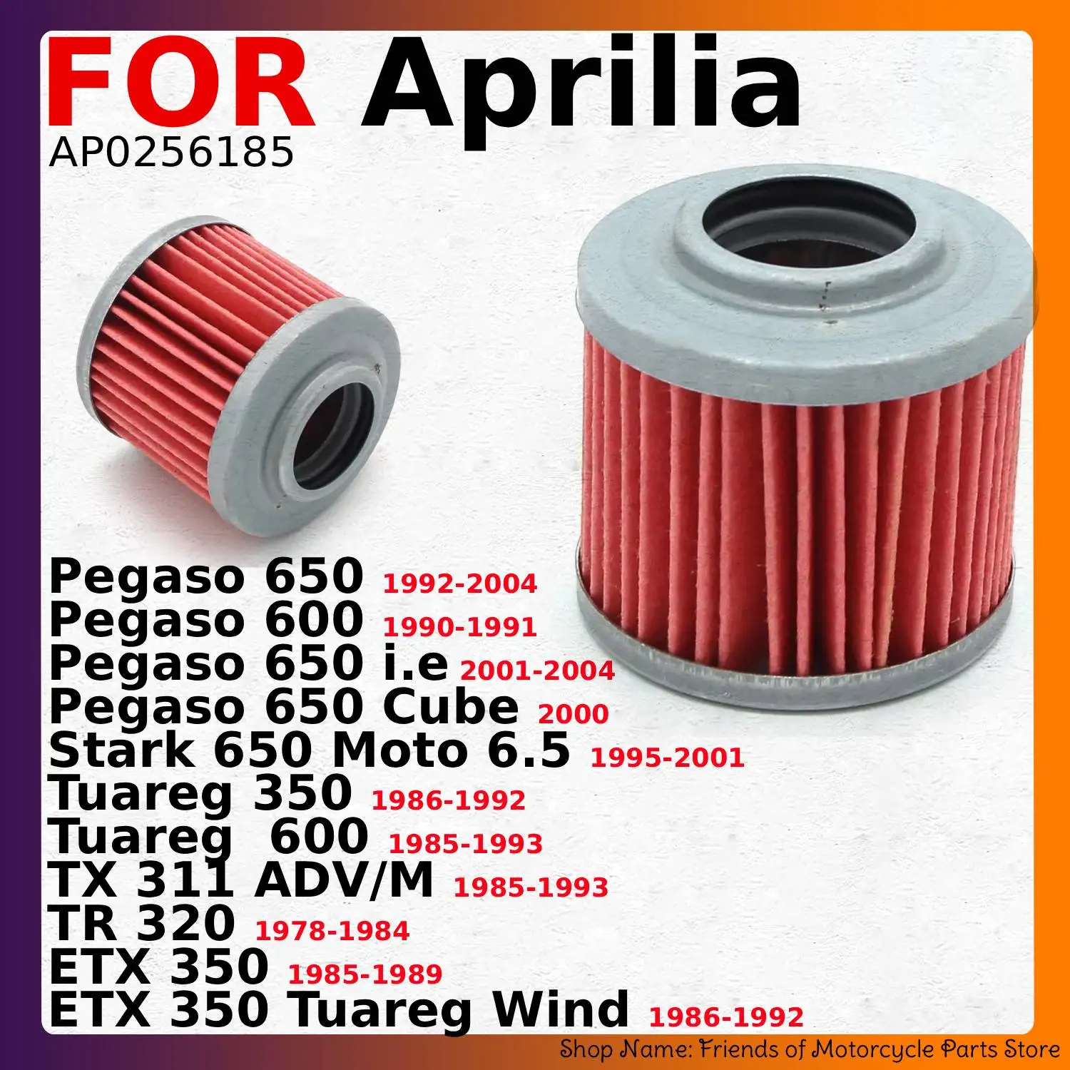 For Aprilia Pegaso 650 / Pegaso 600 / Stark 650 Moto 6.5 / Tuareg 350 / Tuareg  600 Motorcycle Fuel Oil Filter AP0256185