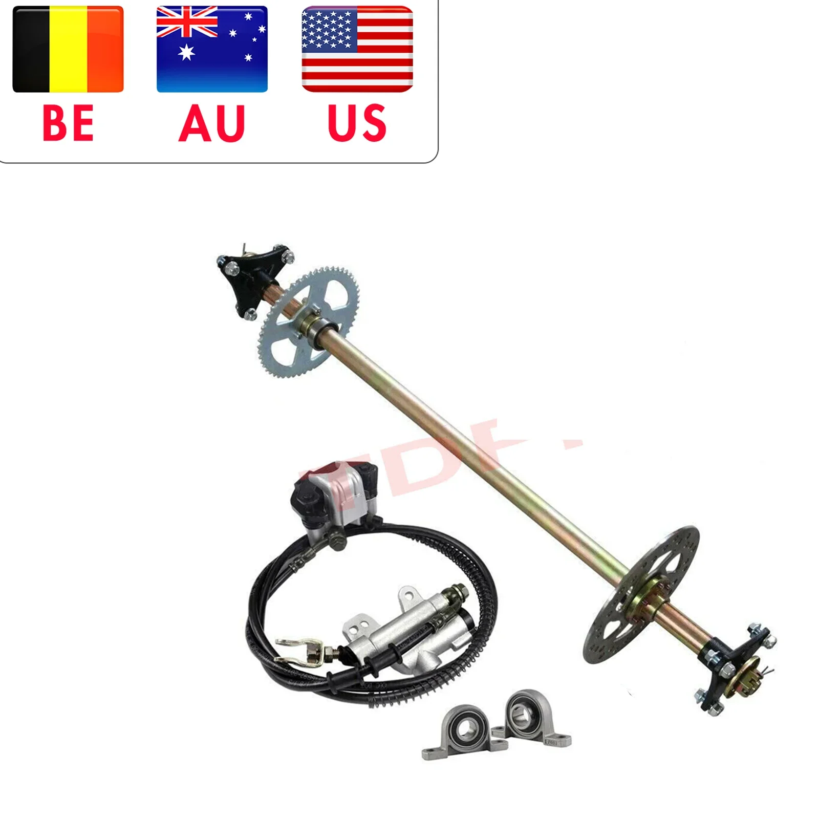 

29" Go Kart Rear Axle Kit Rear Hydraulic Brake Master Cylinder Caliper Kit for ATV ATV Quad Go Kart Trike Drift Trike