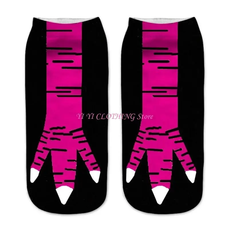 

N5KF 1 Pair Unisex Chicken Claw Printed Short Ankle Socks for Fun and Unique
