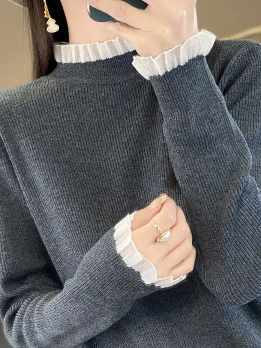 women's-loose-high-collar-lace-sweater-autumn-winter-new-sle-plus-size-versatile-slimming-color-base-layer-ket-han