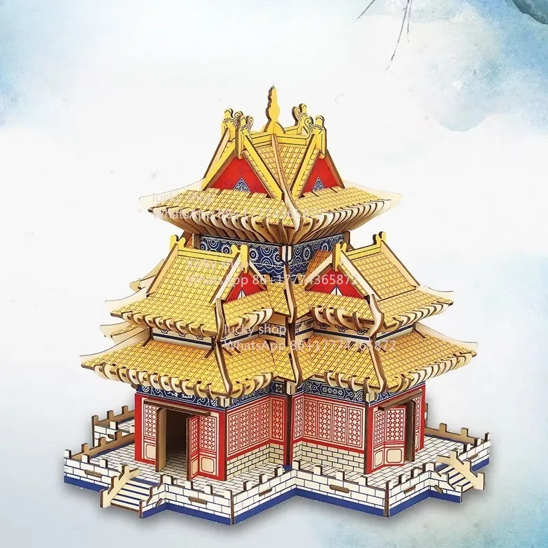 Mortise and Tenon Ancient Building Wood, Assembly Puzzle Pavilion Wooden Gift